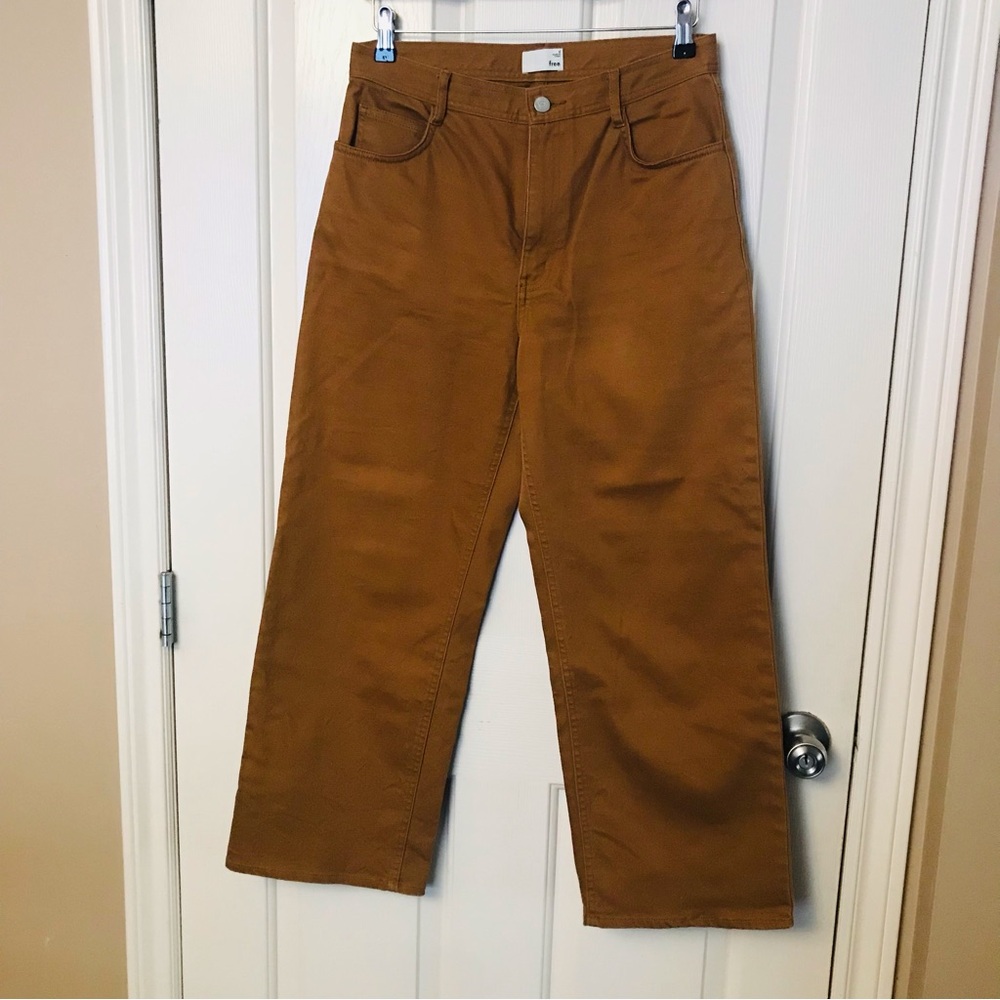Aritzia Wilfred free Wide leg Denim Mustard Brown Size 26